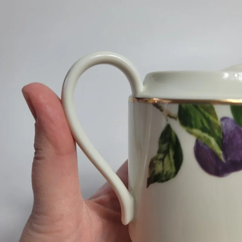 Mikasa Plum Court L3132 Creamer White with Purple Plums and Green Leaves